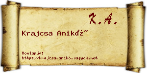 Krajcsa Anikó névjegykártya